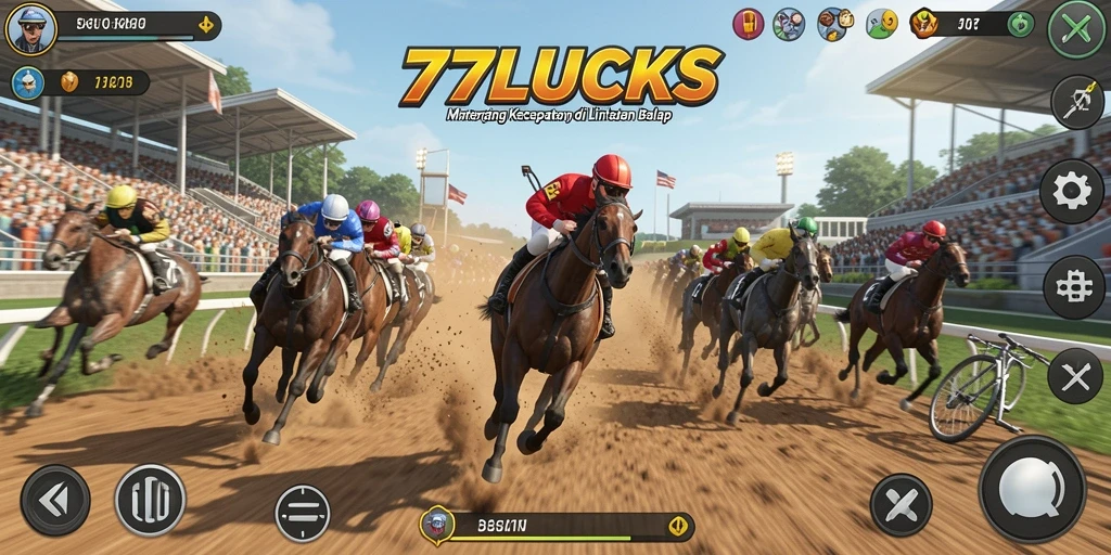 Tampilan gameplay seru dalam balapan kecepatan tinggi di 77LUCKS.