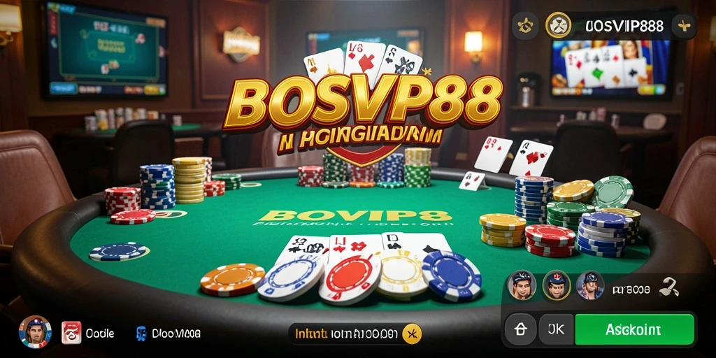 Tampilan gameplay Poker yang menarik dan interaktif di BOSVIP88.