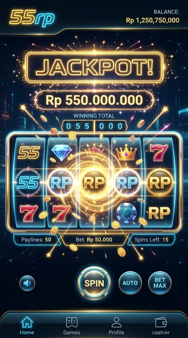 Tampilan antarmuka aplikasi 55rp yang sederhana dan mudah digunakan.